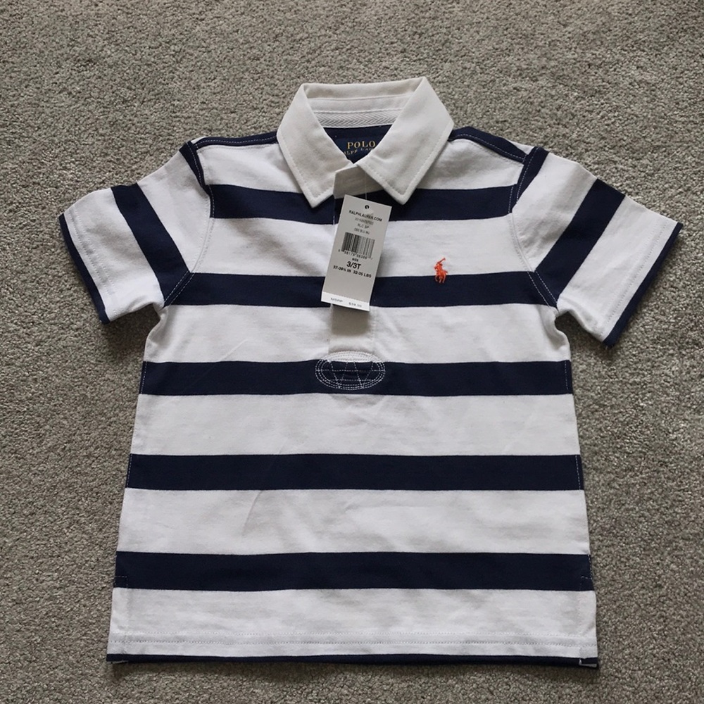 NWT tradition blue and white striped Polo size 3T